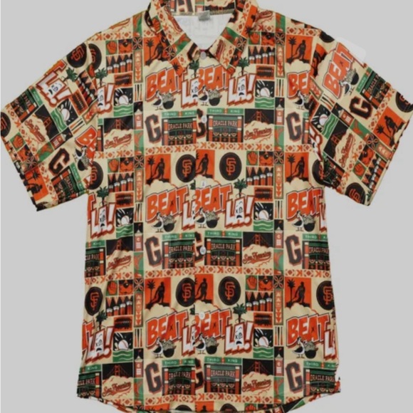SF Giants beat LA button up Hawaiian shirts - Picture 2 of 2